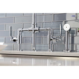 Whitaker Two-Handle 4-Hole Deck Mount Industrial Style Bridge Kitchen Faucet with Brass Side Sprayer