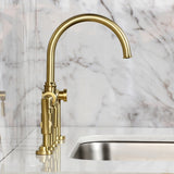 Hallerbos Two-Handle 4-Hole Deck Mount Bridge Kitchen Faucet with Brass Side Sprayer