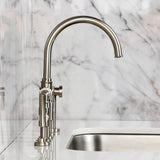 Hallerbos Two-Handle 4-Hole Deck Mount Bridge Kitchen Faucet with Brass Side Sprayer