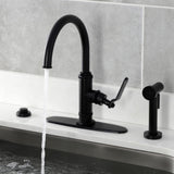 Whitaker Single-Handle Deck Mount Kitchen Faucet with Brass Sprayer