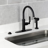 Whitaker Single-Handle Deck Mount Kitchen Faucet with Brass Sprayer