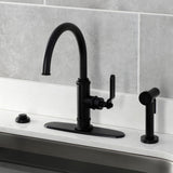 Whitaker Single-Handle Deck Mount Kitchen Faucet with Brass Sprayer