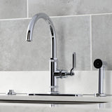 Whitaker Single-Handle Deck Mount Kitchen Faucet with Brass Sprayer