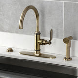 Whitaker Single-Handle Deck Mount Kitchen Faucet with Brass Sprayer