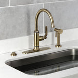 Whitaker Single-Handle Deck Mount Kitchen Faucet with Brass Sprayer