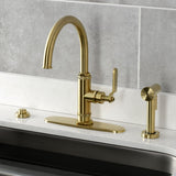 Whitaker Single-Handle Deck Mount Kitchen Faucet with Brass Sprayer