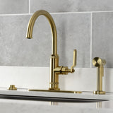 Whitaker Single-Handle Deck Mount Kitchen Faucet with Brass Sprayer