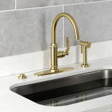 Whitaker Single-Handle Deck Mount Kitchen Faucet with Brass Sprayer