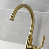 Whitaker Single-Handle Deck Mount Kitchen Faucet with Brass Sprayer