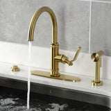 Whitaker Single-Handle Deck Mount Kitchen Faucet with Brass Sprayer