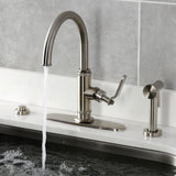 Whitaker Single-Handle Deck Mount Kitchen Faucet with Brass Sprayer