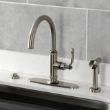 Whitaker Single-Handle Deck Mount Kitchen Faucet with Brass Sprayer