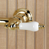 Heritage Double-Handle 3-Hole Wall-Mount Bridge Kitchen Faucet with Brass Sprayer