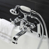 Essex Three-Handle 2-Hole Deck Mount Clawfoot Tub Faucet with Handshower