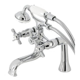 Essex Three-Handle 2-Hole Deck Mount Clawfoot Tub Faucet with Handshower