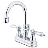 Governor Double-Handle 3-Hole Deck Mount 4-Inch Centerset Bathroom Faucet with Brass Pop-Up