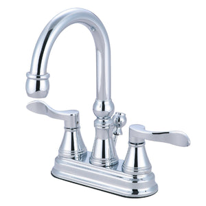 NuFrench Double-Handle 3-Hole Deck Mount 4-Inch Centerset Bathroom Faucet with Brass Pop-Up