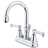 Royale Double-Handle 3-Hole Deck Mount 4-Inch Centerset Bathroom Faucet with Brass Pop-Up