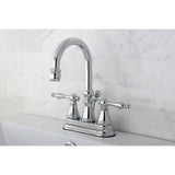 Naples Double-Handle 3-Hole Deck Mount 4-Inch Centerset Bathroom Faucet with Brass Pop-Up