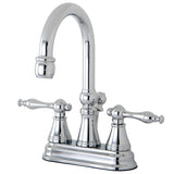 Naples Double-Handle 3-Hole Deck Mount 4-Inch Centerset Bathroom Faucet with Brass Pop-Up