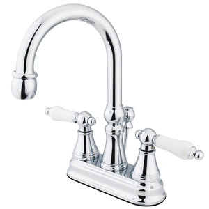 Governor Double-Handle 3-Hole Deck Mount 4-Inch Centerset Bathroom Faucet with Brass Pop-Up