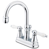 Governor Double-Handle 3-Hole Deck Mount 4-Inch Centerset Bathroom Faucet with Brass Pop-Up