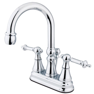 Templeton Double-Handle 3-Hole Deck Mount 4-Inch Centerset Bathroom Faucet with Brass Pop-Up