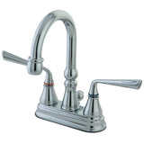 Silver Sage Double-Handle 3-Hole Deck Mount 4-Inch Centerset Bathroom Faucet with Brass Pop-Up