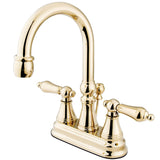 Governor Double-Handle 3-Hole Deck Mount 4-Inch Centerset Bathroom Faucet with Brass Pop-Up