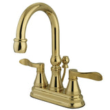 NuFrench Double-Handle 3-Hole Deck Mount 4-Inch Centerset Bathroom Faucet with Brass Pop-Up