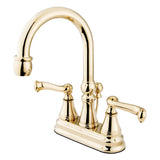 Royale Double-Handle 3-Hole Deck Mount 4-Inch Centerset Bathroom Faucet with Brass Pop-Up