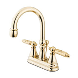 Georgian Double-Handle 3-Hole Deck Mount 4-Inch Centerset Bathroom Faucet with Brass Pop-Up