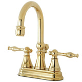 Naples Double-Handle 3-Hole Deck Mount 4-Inch Centerset Bathroom Faucet with Brass Pop-Up