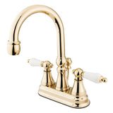 Governor Double-Handle 3-Hole Deck Mount 4-Inch Centerset Bathroom Faucet with Brass Pop-Up