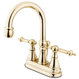 Templeton Double-Handle 3-Hole Deck Mount 4-Inch Centerset Bathroom Faucet with Brass Pop-Up