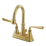 Silver Sage Double-Handle 3-Hole Deck Mount 4-Inch Centerset Bathroom Faucet with Brass Pop-Up