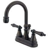 Governor Double-Handle 3-Hole Deck Mount 4-Inch Centerset Bathroom Faucet with Brass Pop-Up