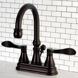 NuFrench Double-Handle 3-Hole Deck Mount 4-Inch Centerset Bathroom Faucet with Brass Pop-Up