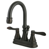 NuFrench Double-Handle 3-Hole Deck Mount 4-Inch Centerset Bathroom Faucet with Brass Pop-Up