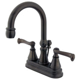 Royale Double-Handle 3-Hole Deck Mount 4-Inch Centerset Bathroom Faucet with Brass Pop-Up