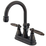 Georgian Double-Handle 3-Hole Deck Mount 4-Inch Centerset Bathroom Faucet with Brass Pop-Up