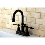 Naples Double-Handle 3-Hole Deck Mount 4-Inch Centerset Bathroom Faucet with Brass Pop-Up