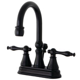 Naples Double-Handle 3-Hole Deck Mount 4-Inch Centerset Bathroom Faucet with Brass Pop-Up