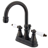 Governor Double-Handle 3-Hole Deck Mount 4-Inch Centerset Bathroom Faucet with Brass Pop-Up