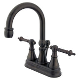 Templeton Double-Handle 3-Hole Deck Mount 4-Inch Centerset Bathroom Faucet with Brass Pop-Up