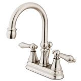 Governor Double-Handle 3-Hole Deck Mount 4-Inch Centerset Bathroom Faucet with Brass Pop-Up