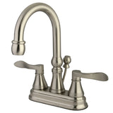 NuFrench Double-Handle 3-Hole Deck Mount 4-Inch Centerset Bathroom Faucet with Brass Pop-Up