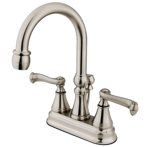 Royale Double-Handle 3-Hole Deck Mount 4-Inch Centerset Bathroom Faucet with Brass Pop-Up