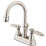 Georgian Double-Handle 3-Hole Deck Mount 4-Inch Centerset Bathroom Faucet with Brass Pop-Up