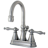 Naples Double-Handle 3-Hole Deck Mount 4-Inch Centerset Bathroom Faucet with Brass Pop-Up